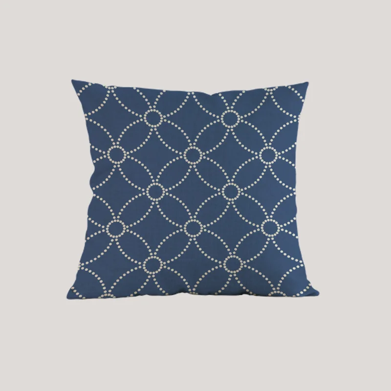 Темно синий коричневый бежевый классический ретро геометрический узор диван