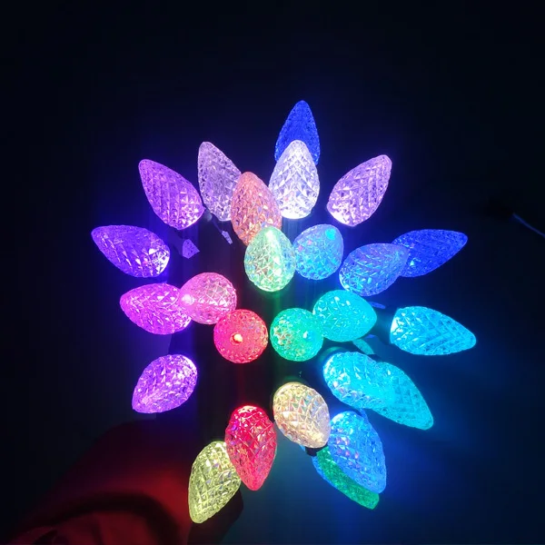 50 узлов адресуемых RGB C9 DC12V WS2811 Светодиодный Рождественский пиксельный струнный светильник; 6 дюймов(15 см) Расстояние между проводами; все черные провода; IP68