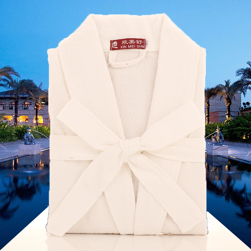 Халат кимоно хлопковый для мужчин и женщин вафельный банный халат одежда сна