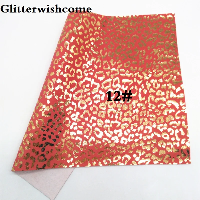 12 Glitterwishcome 21X29 см A4 Размер Vinil Para Lazos, листы из искусственной кожи, леопардовая искусственная кожа ткань для бантов, GM147A - Цвет: 12