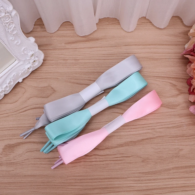 

Colorful Double Side Ribbon Shoelace Smooth Bowknot Shoe Strings For General Use