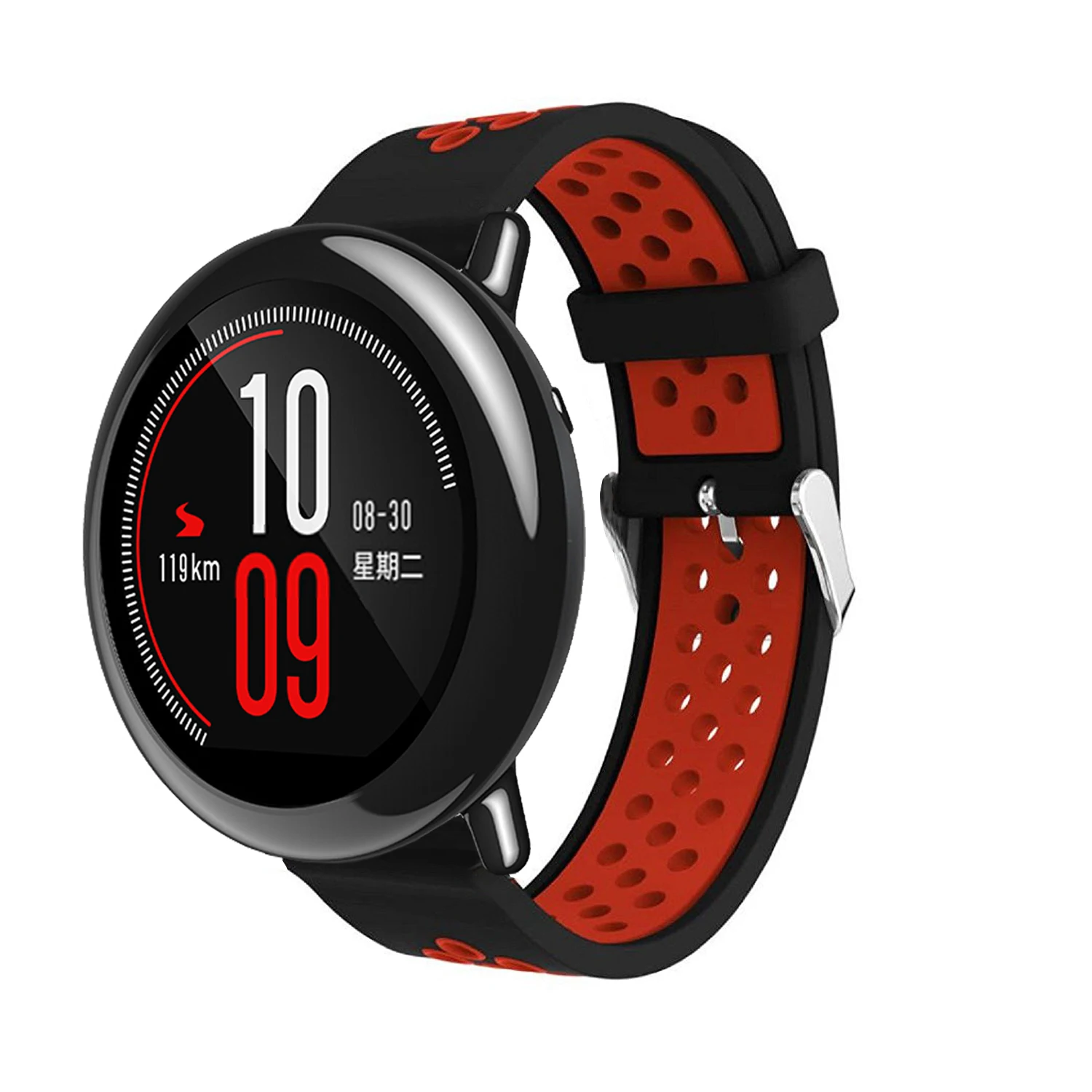 Модный спортивный силиконовый ремешок 22 мм, ремешок для Xiaomi Huami Amazfit PACE, смарт-часы с пряжкой, ремешок для мужчин и женщин - Цвет: black red