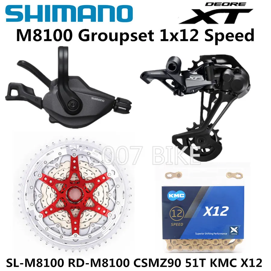 z90 S 51T X12 gold SHIMANO DEORE XT M8100 комплект горного велосипеда MTB 1x12-Speed CSMZ903 11-51T SL+ RD+ CSMZ90+ X12 M8100 переключатель заднего хода - Цвет: z90 S 51T X12 gold