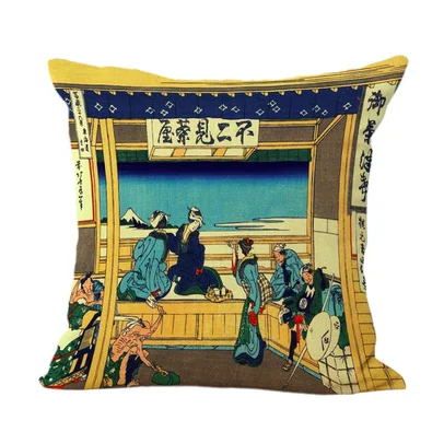 Японская наволочка Ukiyo e с волнистой шеей льняная подушка для кровати покрывало