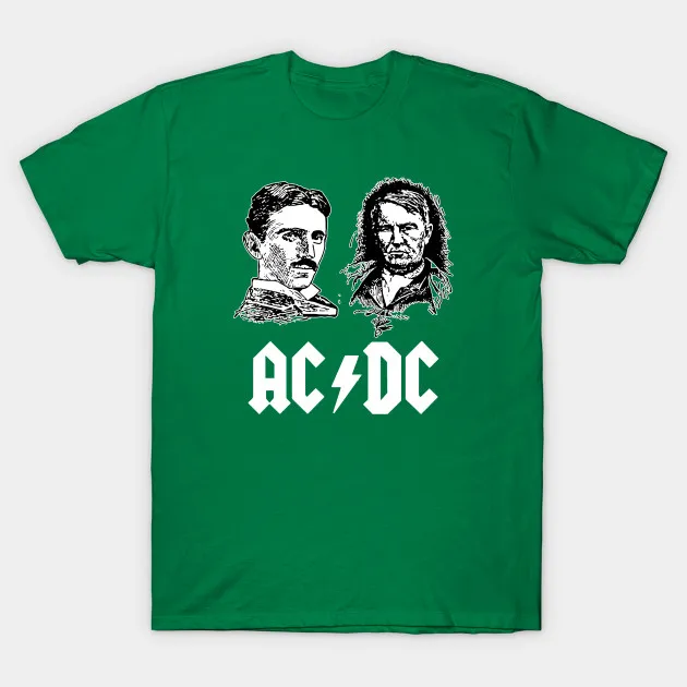 Прямые Продажи тройники homme Одежда Печати Хлопок короткий О шеи AC Тесла Эдисон