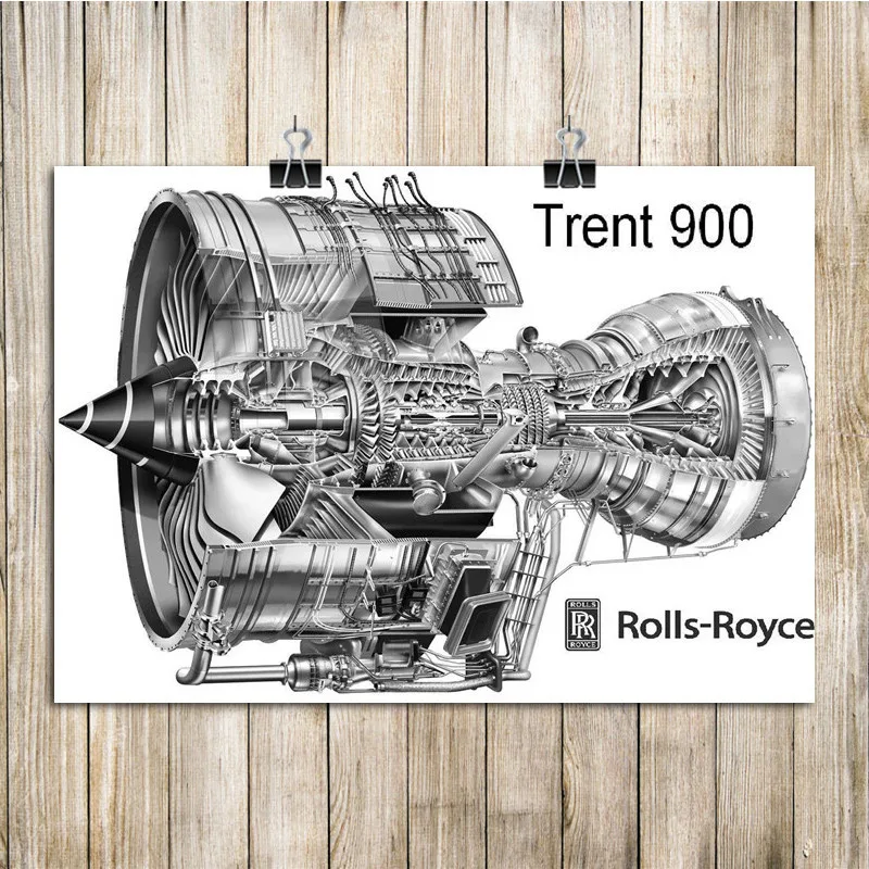 Винтажный постер схема конструкции самолета двигателя украшение дома настенная