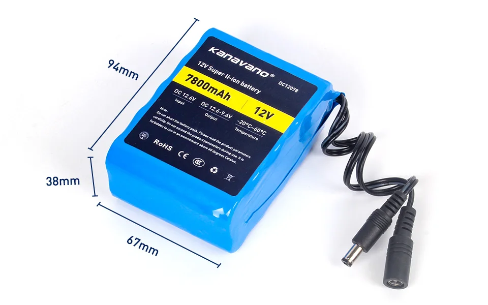 Kanavano 12v 7.8AH 7800mAh 18650 перезаряжаемые батареи 12,6 V DC литиевая батарея пакет защиты и 12,6 V 1A зарядное устройство