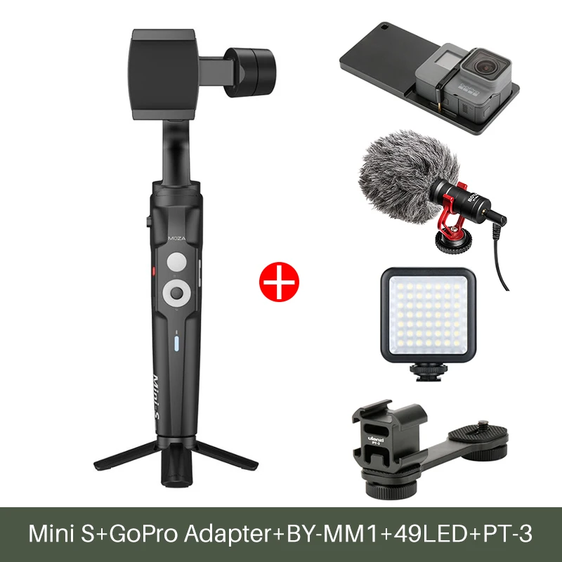 Mini S Mic LED Kit Moza Mini S складной 3 оси смартфон Gimbal расширение StickHandheld Gimbal стабилизатор для iPhone Xs Max X samsung S10 S9 - Цвет: Mini S Mic LED Kit