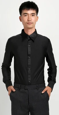 Мужская эластичная рубашка для латиноамериканских танцев красная белая черная