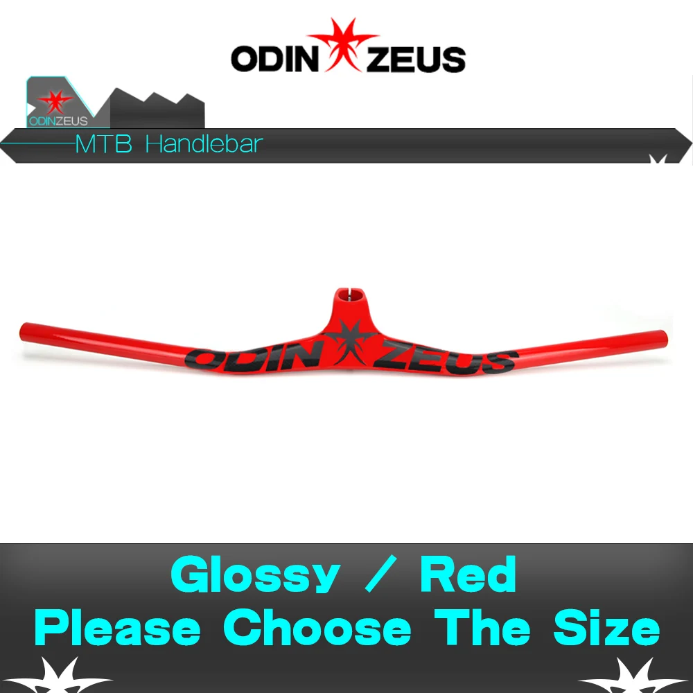 Glossy Red ODINZEUS Manillar углеродный MTB велосипедный руль однообразный Интегрированный руль со стволом 3 к черный глянец/матовый углеродный руль - Цвет: Glossy Red
