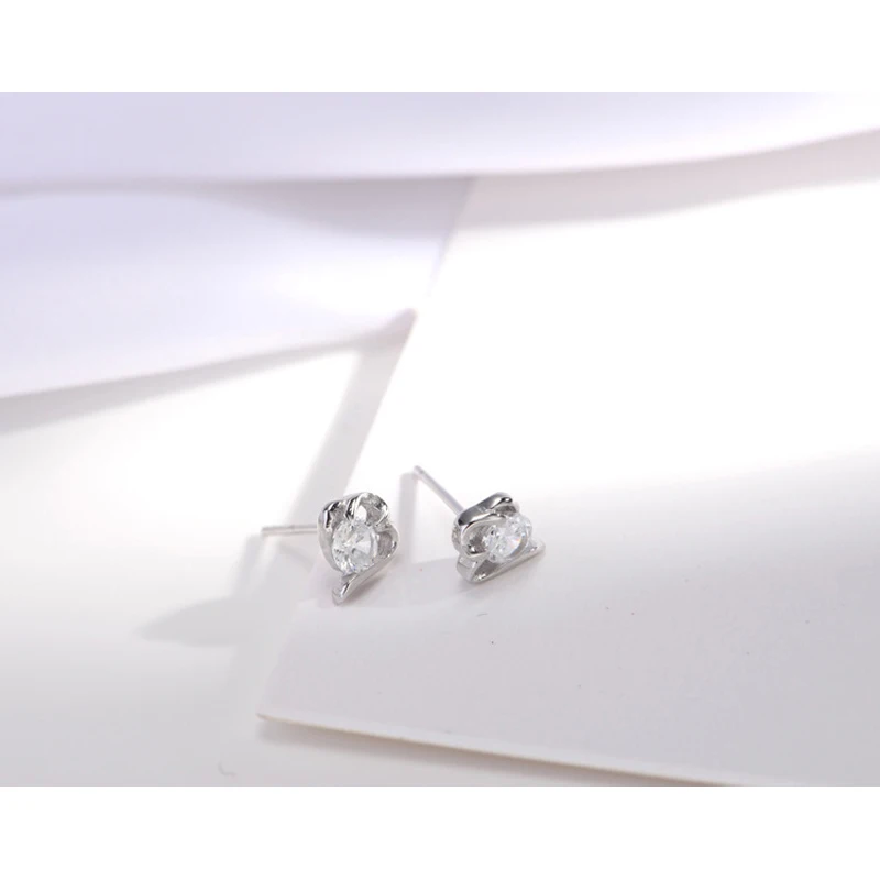 WelMag 100% 925 Sterling Silver Zircon Stud Earrings for Women Korean Hot Sale Trendy Party Heart Small Fine Jewelry | Украшения и