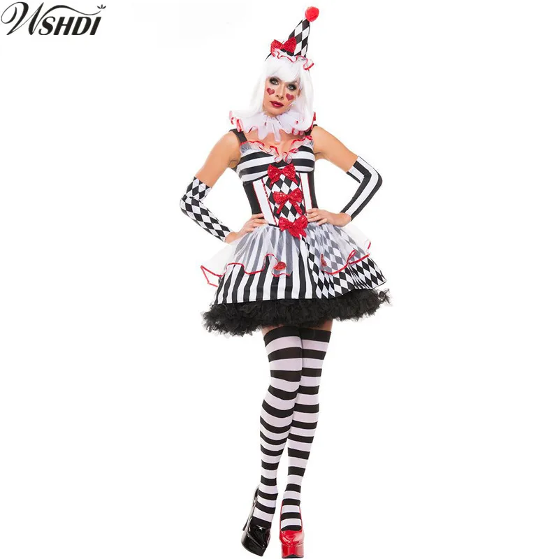 

Adult Women Funny Clown Circus Dress Carnival Halloween Cosplay Costume