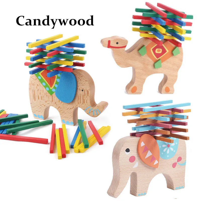 

2018 New Elephant/Camel Balance Wood Toys for Children Wooden Blocks Toys Game For Children Educational Montessori toys boys