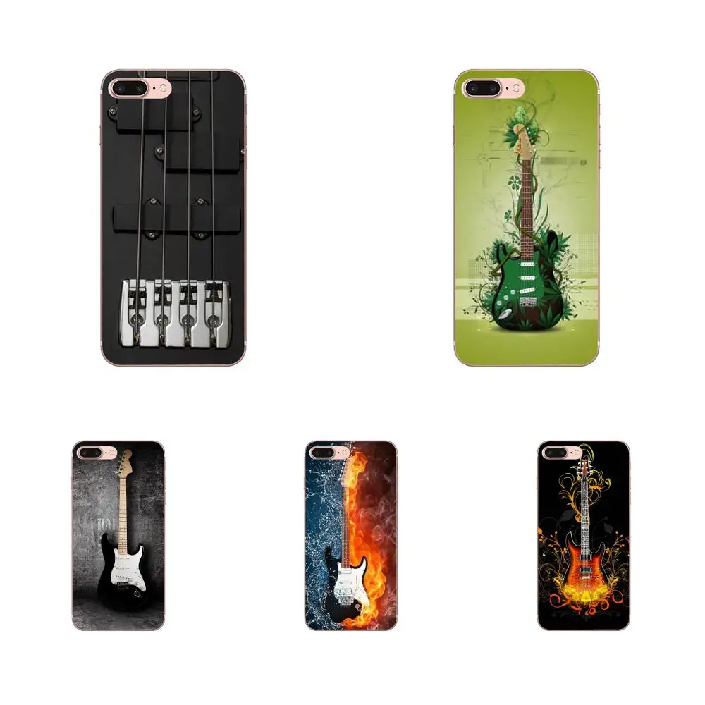 Классный мягкий чехол для телефона из ТПУ с бас гитарой Apple iPhone 4 4S 5 5C 5S SE 6 6S 7 8 Plus X