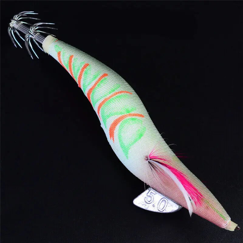 

5pcs 19cm/42.6g Squid Jig Shrimp Fishing Lures Bionic Bait 5.0# Vertical Hook Lure Artificial Crankbait Swimbait Saltwater Sea