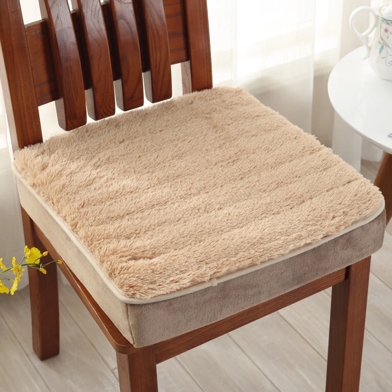 Warm Plush Fabric Chair Cushion Mat For Winter Multi Colors Solid Seat Pad Thicken Cushions Kitchen Home Decor | Дом и сад