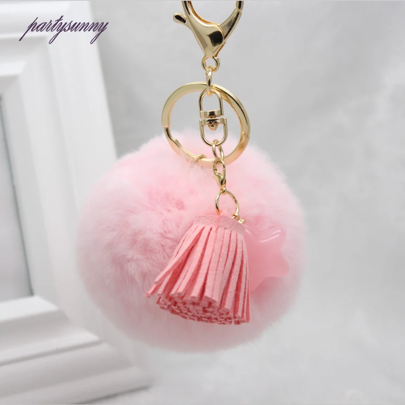 Кистями Подвески Брелки Звезда Брелок Очарование Chaveiro Помпоном Мяч Высокое