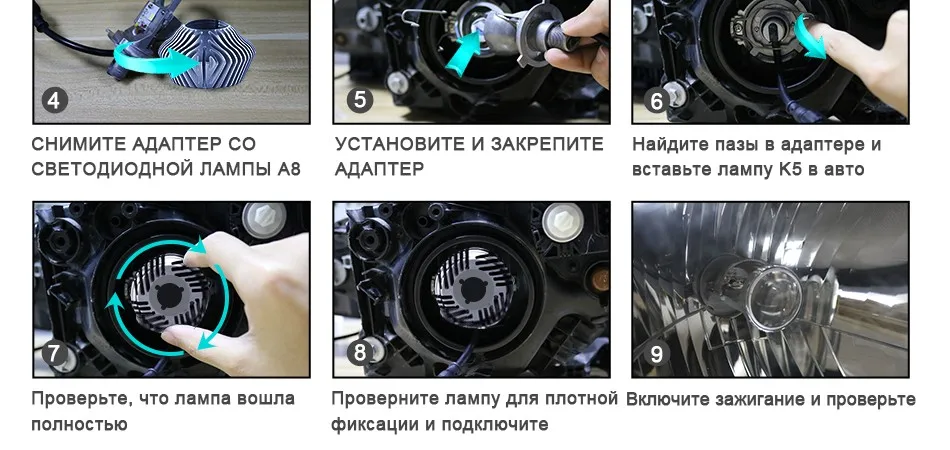 HLXG Автомобильные Светодиодные Компактные Фары H4 Ближний/Дальний Свет LED Лампы Прожектор с Линзой Мощность 70Вт/комплект Машина 12В/24В Грузовик Белый 5500К ЛЕД