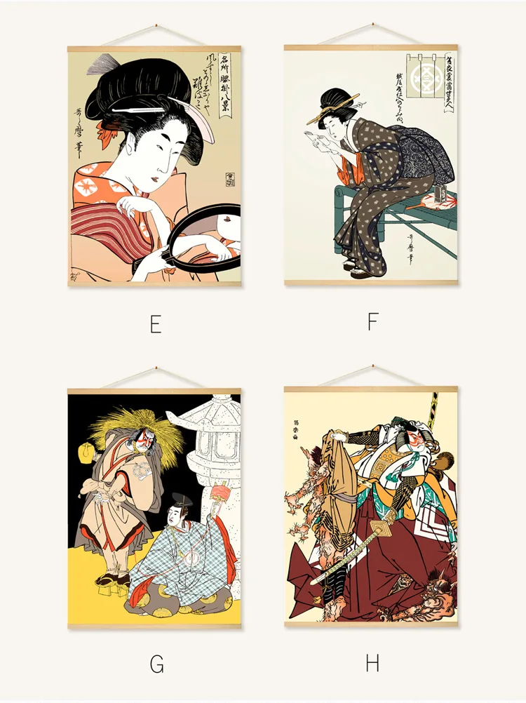 Японский портрет Ukiyoe, висящий свиток, живопись на холсте, плакаты и принты, настенные картины для гостиной, японский стиль