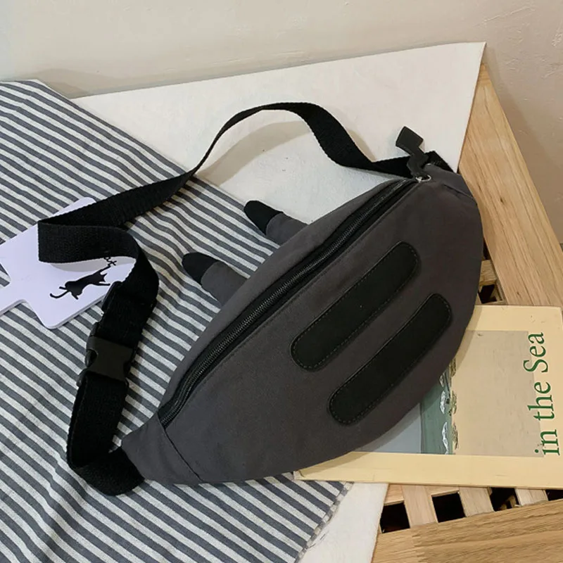 Cartoon Waist Bag For Women Cute Girl Crossbody Bag Casual Canvas Ladies Chest Shoulder Bags Handy Banana Fanny Pack Female - Цвет: Gray Waist Packs