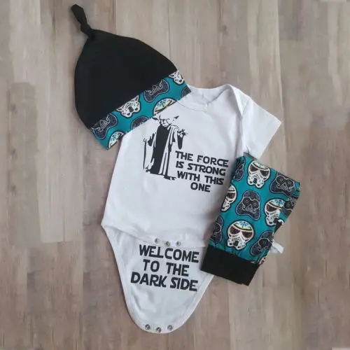 Pudcoco Newborn Baby Boy Girl Clothes Cartoon Tops Skull Pants Leggings+Hat 3pcs Outfit Set Cool 0-18M | Детская одежда и обувь