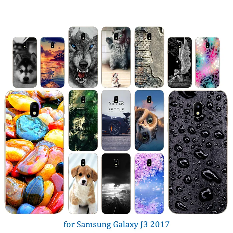 Мягкий ТПУ чехол для Samsung Galaxy J3 2017 цветной 5 дюймов SM-J330F полная защита Тонкий