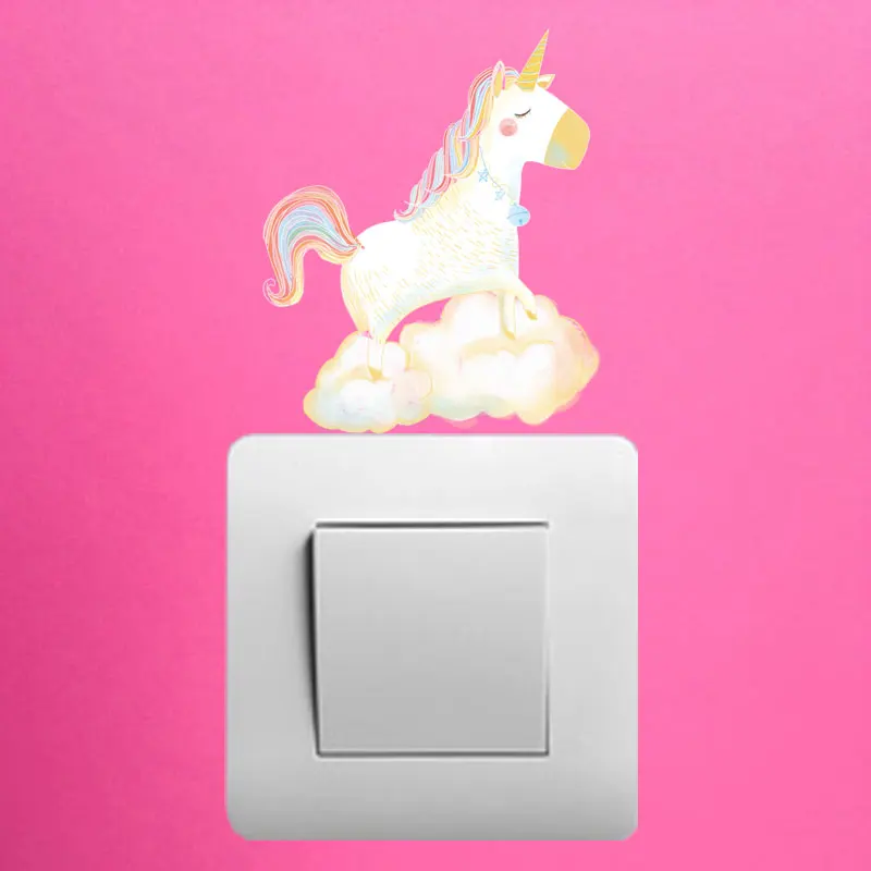 YOJA Наклейка на стену с изображением животных единорога мультяшный переключатель