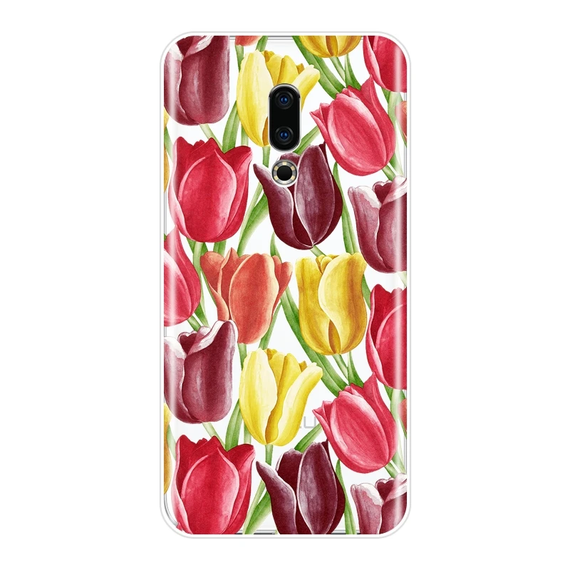 Силиконовый чехол для телефона Meizu Pro 6 7 Plus U10 U20 Цветочный Мягкий с тюльпаном