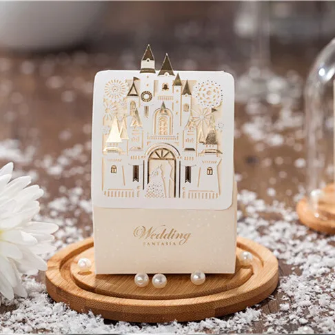 Бесплатная доставка позолоченный замок светло шампанского свадебная коробка