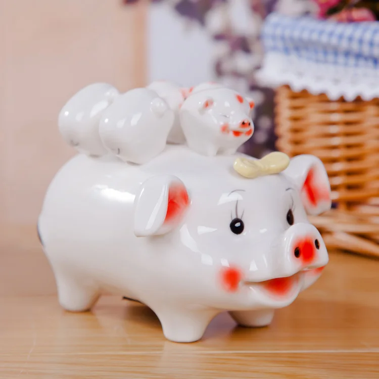 Красивая керамическая статуэтка для свиноматок и поросят шкатулка денег Декор