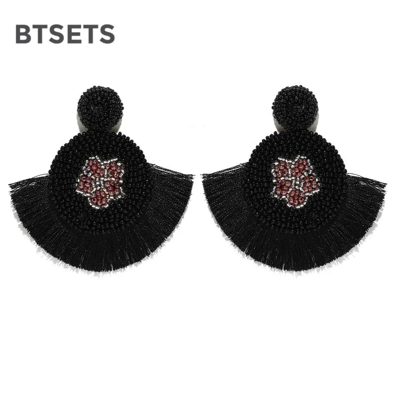 BTSETS женские модные серьги с синей бахромой Длинные свадебные кисточками
