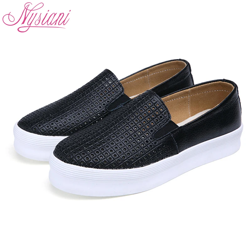 Nysiani Разделение кожа Для женщин без каблука Обувь повседневные Лоферы 2018 новый