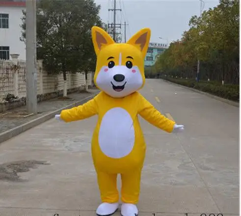 

New Adult Deluxe Yellow Husky Dog Party Mascot Costume Christmas Fancy Dress Halloween Mascot Costume Free Ship