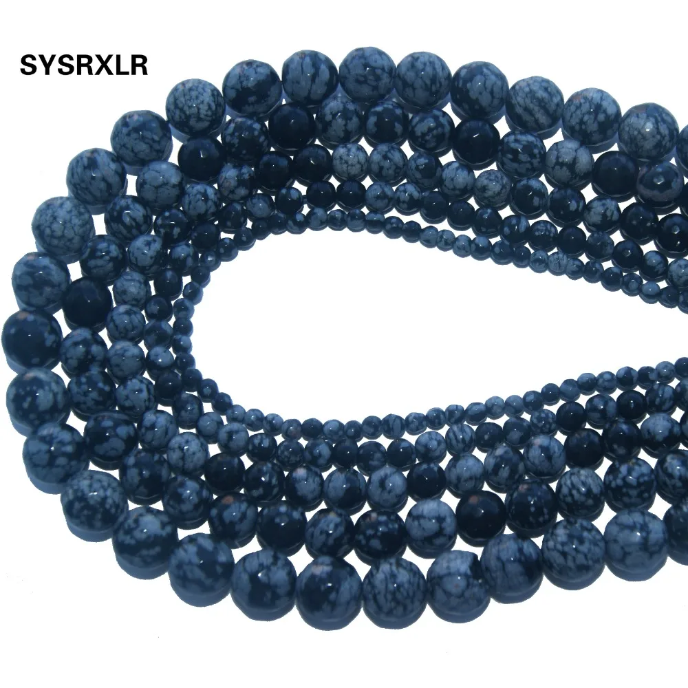 

Wholesale Faceted Natural Stone Snowflake Obsidian Beads For Jewelry Making DIY Bracelet Necklace 4/6/8/10/12 MM Strand 15''