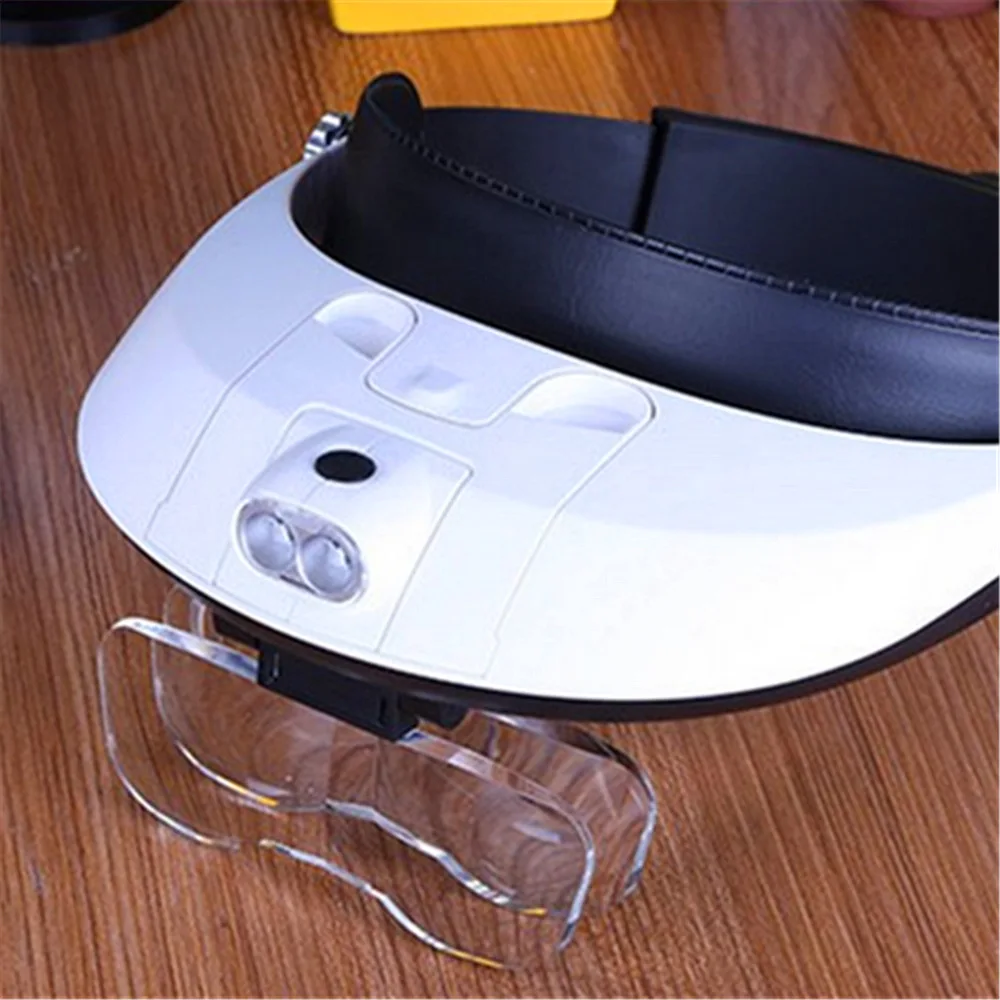 1 PC Head-mounted Magnifier 2 LED 5x 10x Reading Prptect Eyesight HD Maintenance of Mobile Phones Watches Repair | Инструменты