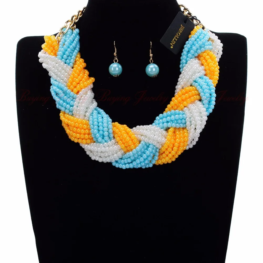 Женский комплект украшений подвеска чокер с бусинами из смолы массивное