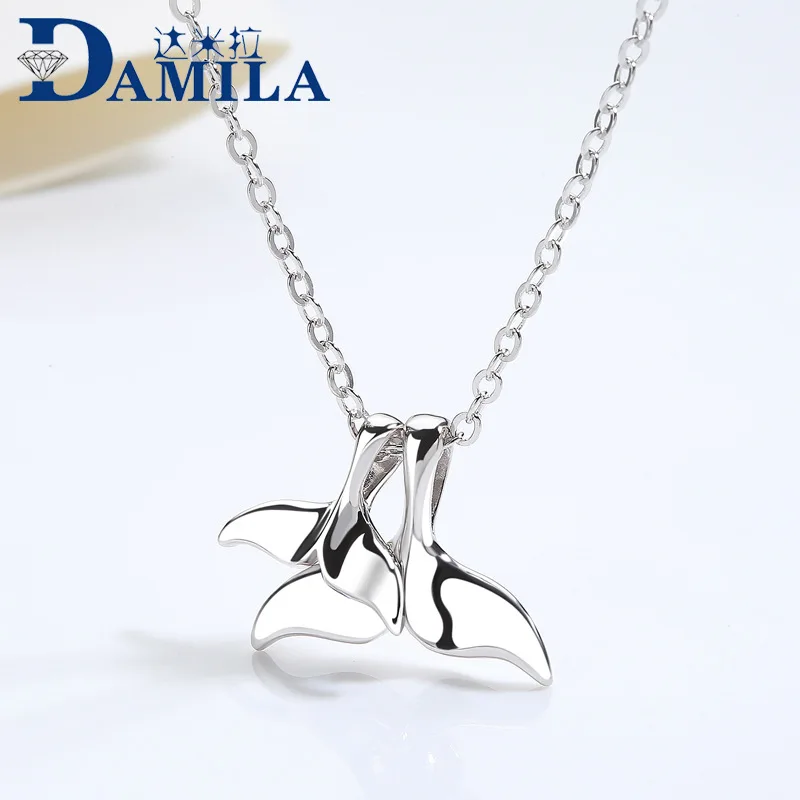 

925 Sterling Silver pendant necklace For Women fish tail cubic zirconia Pendants with S925 silver necklace