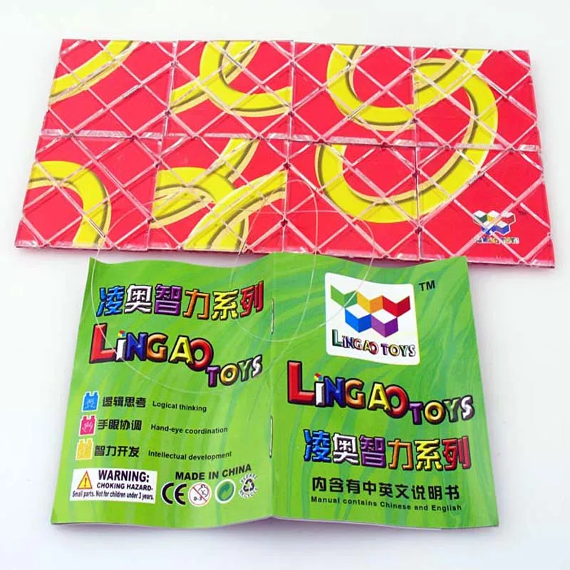 Лингао Пластиковая игрушка с 3 кольцами и 8 панелями, магическая складная головоломка для маленьких детей и профессиональных головоломщиков, черно-красная.