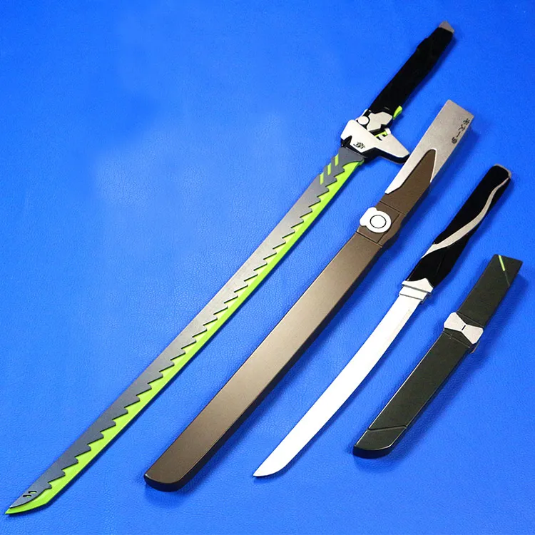 katana and sword OW Genji dragon's sword игры Косплей Деревянный Меч Нож Оружие Японский Катана косплей реквизит - Цвет: katana and sword