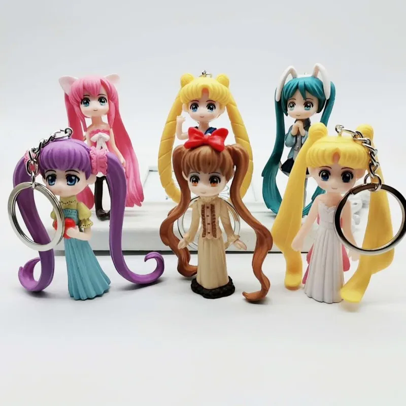 Аниме Сейлор брелок луна милый ПВХ Tsukino Usagi фигурка детские игрушки куклы кольцо