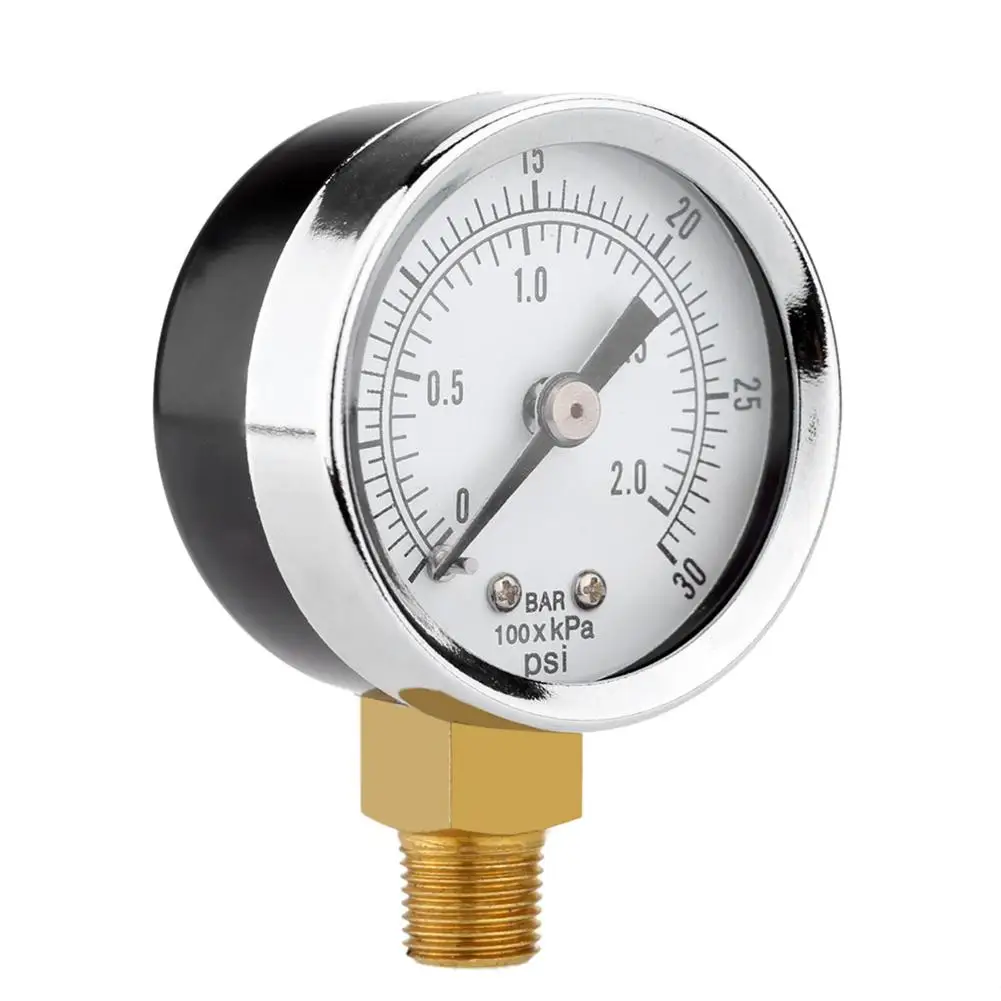 40mm Manometer Pool Filter Water Pressure Dial Hydraulic Gauge Manometre Pression 1/8 BSPT Thread 0-30psi 0-2bar |