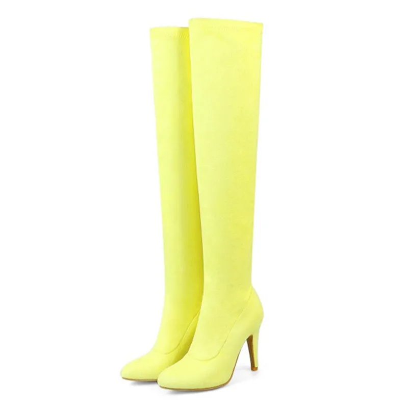Женские Эластичные высокие сапоги MORAZORA из флока на осень и зиму большие размеры