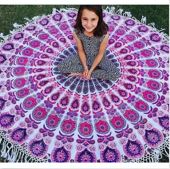 Гобелен в индийском стиле с кисточками богемный гобелен мандалой настенный