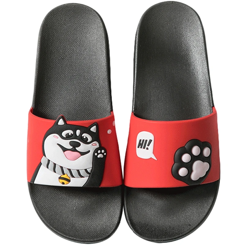 Модные женские летние шлепанцы с рисунком собаки милые домашние тапочки женская