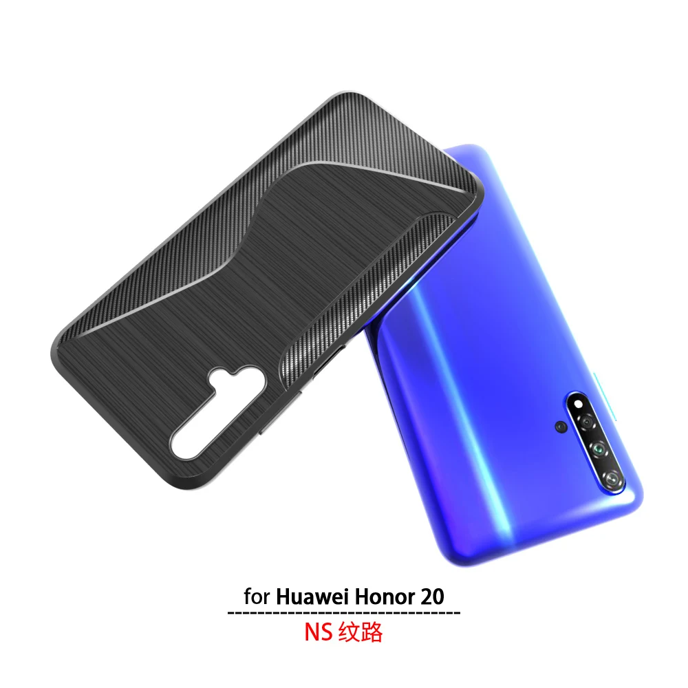 

black shockproof Anti-skid S Line TPU Gel Skin Case Cover For huawei Honor 20