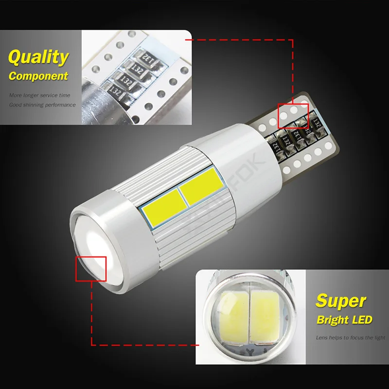 2 шт. автомобильные светодиодсветодиодный лампы 5630 10SMD W5W 194 T10|Сигнальная лампа| |