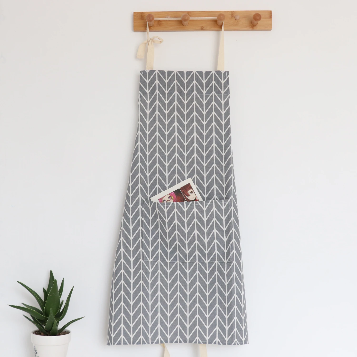 Apron 7 Кухонные льняные фартуки унисекс, регулируемый Фартук с карманами, кухонный инструмент для повара для мужчин и женщин - Цвет: Apron 7