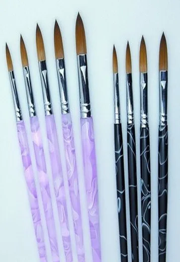 

Wholesale+New Design Black/White/Pink 4# Pure Kolinsky Professional Diamond Painting Nail Acrylic Brush 10pcs/lot