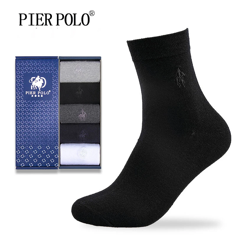 PIERPOLO носки модные брендовые мужские носки 5 пар/лот хлопковые носки зимние дезодорирующие носки с вышивкой для мужчин подарок