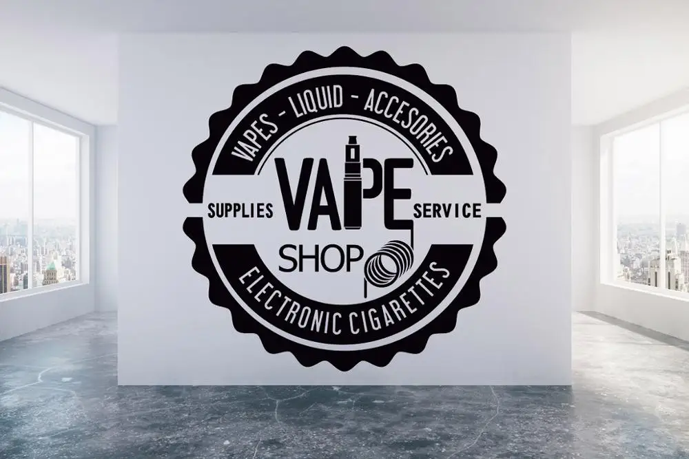 Современные Vape наклейки на стену магазина обои магазин Декор окно и стены